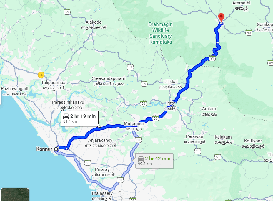 Kannur to Virajpet